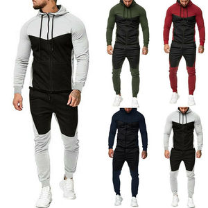 Ensemble de survêtement deux pièces pour homme, jogging, sport, mode, polyester, coton, streetwear, uni, fermeture éclair, hiver, personnalisable - Product Image 6