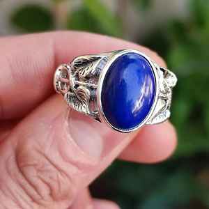 Boho Chic Lapis Lazuli <b>Statement</b> <b>Ring</b> Handmade Sterling Silver <b>Ring</b> for Gift Occasions - Product Image 2