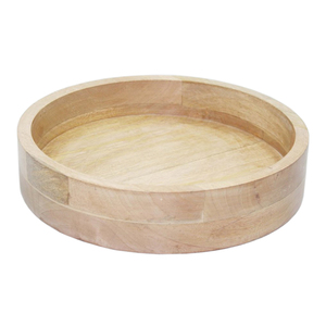 Bol de service en bois d'acacia de forme ronde brun fini pour la cuisine et les bols de service de table et le bol décoratif avec la base - Product Image 5