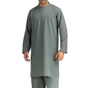 Full Sleeves Plus Size Casual Thermal Breathable <b>Men</b> Shalwar Kameez Plain Dyed Polyester/Cotton by QJ IMPEX - Product Image 1