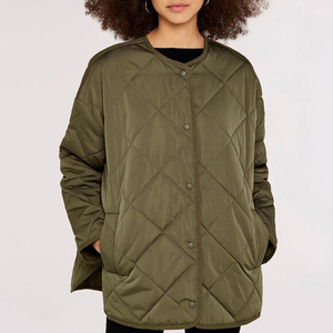 New Style Womens Solid Color <b>Quilted</b> Jacket Long Sleeves Ladies Bomber Jacket OEM Hot Selling Best Quality - Product Image 1