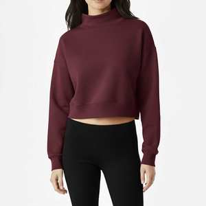 เสื้อครอปของผู้หญิงผ้าสแปนเด็กซ์โอเวอร์ไซส์ผ้าคอตตอนผ้าสแปนเด็กซ์ใส่สบายพิมพ์ลายออกแบบได้ตามต้องการสำหรับฤดูหนาว - Product Image 1