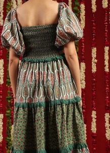 New Trendy Eco-Friendly Washable Boho Printed Cotton Dress for Women Stylish <b>Knee</b>-Length Summer Beach Wear on Sale - Product Image 2