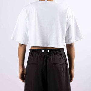 Camiseta Corta Extra Grande para Mujer, Transpirable, de Secado Rápido, Personalizable, de Alta Calidad, Lavado Vintage, Estilo Urbano, Verano, 100% Algodón - Product Image 3