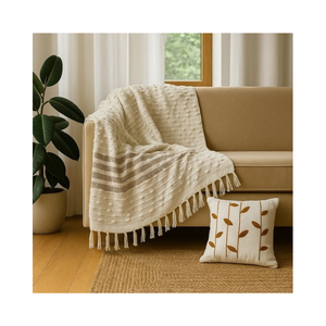 Warm Chunky <b>Knit</b> 50x60in Bed <b>Throw</b> Ribbed Feel BIS Compliant India Ideal For Bulk Buyers Targeting High Margin Home Furnishings - Product Image 5