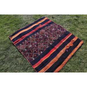 Alfombra de 3.5x4 pies, Alfombra Pequeña Vintage, Alfombra Roja Kilim Ombr - Product Image 2