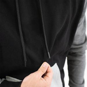 เสื้อฮู้ดผู้ชายผ้าฝ้ายสีขาวดำแขนยาวพิมพ์ลายสกรีน - Product Image 4