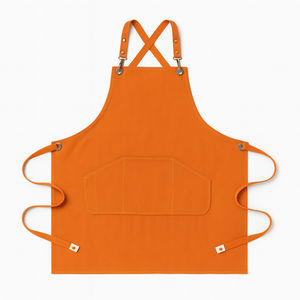 Tablier de travail en toile de coton robuste, réglable, résistant à l'eau, avec bretelles croisées, grandes poches, taille M-XXL, pour barista, chef - Product Image 5