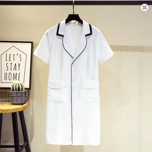 เสื้อโค้ทแล็ปแฟชั่นสำหรับผู้หญิงแขนสั้นพร้อมตัวเลือกหลากสีเครื่องแบบโรงพยาบาล - Product Image 2