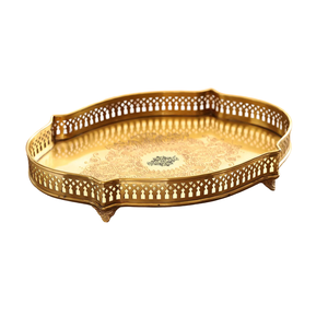 Plateau de service en laiton de concepteur de luxe plateau en métal de conception de finition mate outils de salade du meilleur prix du fournisseur de confiance - Product Image 1