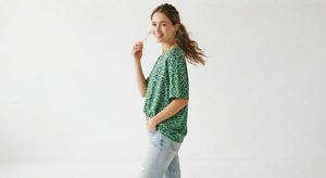 T-shirt vert imprimé léopard pour femme, col rond, manches courtes, coupe ample, tee-shirt d'été décontracté, streetwear - Product Image 2