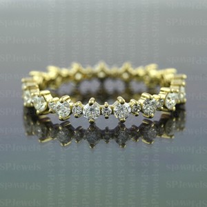 แหวนเพชรกลมลอยแบบสลับ14K แหวนทองแข็งเจ้าหญิงแหวนเจ้าหญิงนิรันดร์แหวนผู้หญิงซ้อนกันได้ผลิตใน10K/18K - Product Image 4