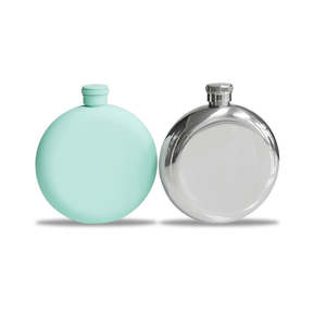 Cadeau gravé de logo de finition colorée durable de flacon de boisson en métal de forme ronde élégante de 5oz - Product Image 1