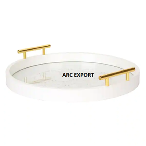 Bandeja de metal y espejo con forma de rectángulo moderno con borde de soporte pulido dorado Fechas de diseñador antiguo y bandeja de artículos para servidor de alimentos - Product Image 5