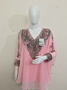 2025 señoras Adt Party Caftan bordado a mano tamaño libre Night Club Casual vestido étnico Georgette Material Top corto - Product Image 4