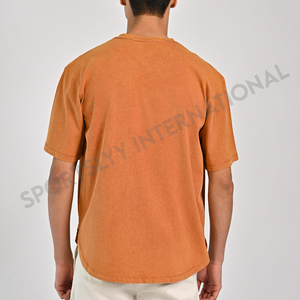 Camiseta de Punto Extra Grande para Hombre, 100% Algodón, Super Pesada, 250 g/m², Cuello Redondo Simulado, Logotipo Frontal, Diseño Liso, Venta al Por Mayor - Product Image 3