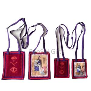 El Escapulario Morado Original de Marie-Julie Jahenny Hecho de Lana con Imagen a Todo Color Escapulario de Bendición y Protección - Product Image 2