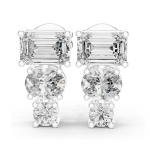 Pendientes de Diamantes CVD de Laboratorio de 0.22 CT, Corte Brillante Redondo y Esmeralda, Oro de 10KT, 14KT, 18KT y Plata 925, Color Rosa - Product Image 1