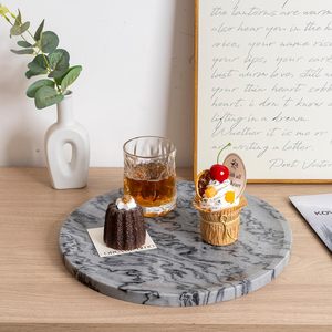 Plateau en marbre Monte Grigio 11,8 cm, motif abstrait, rond, pour servir et décorer, plat de vanité pour la cuisine, la table basse et la salle de bain - Product Image 6