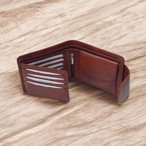 Cartera Bifold de Cuero Marrón con Bloqueo RFID, Cierre de Hebilla, Tarjetero Seguro para Hombre, Diseño Clásico Delgado, Gran Capacidad - Product Image 3