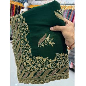 Superbe Saree en soie Vichitra pour femmes, style de célébrité Bollywood, élégance indienne pour mariage et fête au meilleur prix - Product Image 1