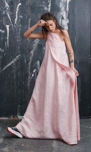 Robe maxi en lin à une épaule de qualité supérieure pour femme - Product Image 5