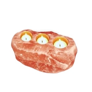 Lámpara de sal del Himalaya de forma natural con portavelas de cristal de 3 agujeros, decoración náutica tallada ecológica para el hogar, estilo de amor - Product Image 3