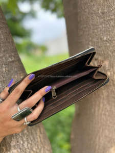 Nouveaux vrais cheveux faits à la main sur des portefeuilles de peau pour les femmes portefeuille mince à deux volets en cuir fermeture éclair pochette sac à main véritable peau de vache fourrure sac à main portefeuilles - Product Image 5