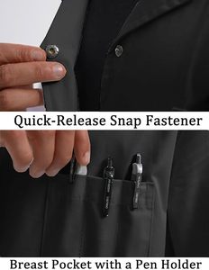 Robe de soins infirmiers en coton sergé noir sur mesure, faible MOQ, robe de laboratoire longue, blouse médicale de qualité supérieure, blouses de médecin - Product Image 5