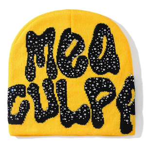 Bonnet en tricot jacquard de haute qualité OEM personnalisé Rhinestone diamant impression sur tout le logo design élégant pour hommes femmes pour le voyage - Product Image 2