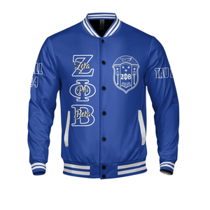 Zeta Phi Beta 1920 Sorellanza Blu Bianco Varsity Letterman Giacca ZPB Vita Greca Ciniglia Patch da Giorno Fondatori - Product Image 4