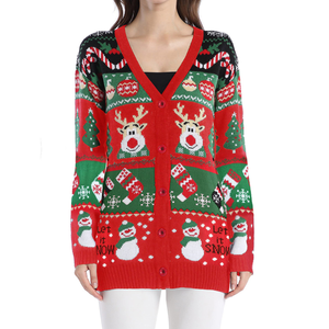 Loveda - Cárdigans de Punto de Manga Larga para Mujer, Estilo Casual y Holgado, para Otoño e Invierno, Estilo Navideño - Product Image 1