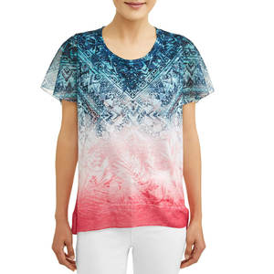 เสื้อยืดผู้หญิงพิมพ์ลายซับลิเมชัน Ringer ผ้าสวมใส่สบายราคาถูกดีไซน์ไม่เหมือนใครสำหรับฤดูร้อน - Product Image 2