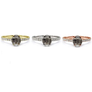 Bague en or blanc massif 18 carats avec diamants naturels baguette en grappe, logo personnalisé, qualité supérieure, pour femme, classique, mariage, fiançailles - Product Image 4
