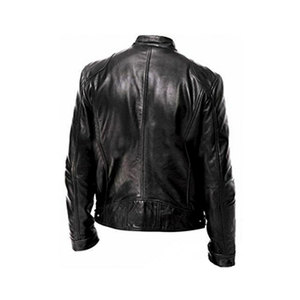 Veste en cuir de vachette ou de mouton véritable OEM pour hommes, coupe-vent à col montant et à la mode, vélo de moto décontracté de grande taille - Product Image 6