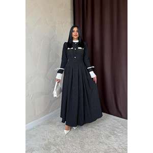 Robe de soirée noire plissée en gros - Product Image 4