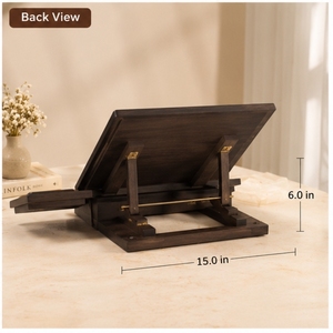 Handcrafted Eco-friendly Wooden Laptop Stand Phone Holder Single <b>Rustic</b> Design Dark Brown Rectangle Office <b>Desk</b> Organizer 15.0 X - Product Image 2