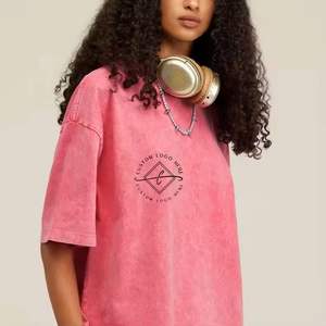 Custom Oversized Acid Wash T-<b>Shirt</b> Unisex 100% Cotton Streetwear with Screen <b>Printed</b> Drop Shoulder Formal Style - Product Image 2