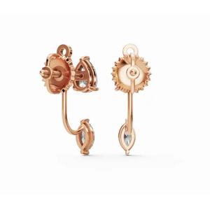 Boucles d'oreilles de créateur en or 18 carats de haute qualité, couple de marquises et de poires, bijoux cultivés en laboratoire, vente en gros B2B, exportation - Product Image 3