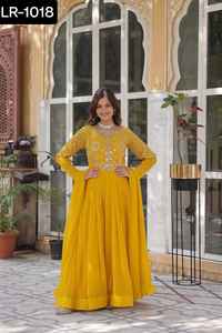 Dernières Femmes Porter Faux Georgette Blooming Avec Attrayant Brodé Travail Anarkali Robes avec Georgette Avec Bordure Dupatta - Product Image 3