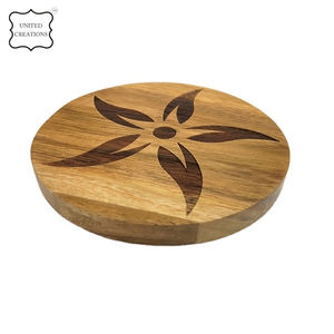 Top Selling Custom Natural Wood <b>Cork</b> <b>Coasters</b> Unique Flower Design round Wooden <b>Coasters</b> Classic Style - Product Image 3