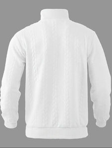 Sweat-shirt à col zippé mi-long en molleton pour homme, coupe classique, manches classiques, broderie personnalisée, couleur unie, séchage rapide, automne-hiver - Product Image 4