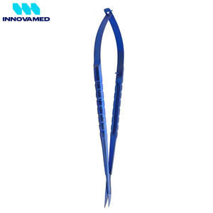 Micro tijeras de resorte de acero inoxidable Color titanio azul con hoja curva, diseño de resorte de 6,34 pulgadas para uso de precisión - Product Image 3