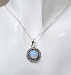Colgante de piedra preciosa de opalita lechosa, colgante de Plata de Ley 925 con cadena O SIN Cadena, regalo de joyería hecho a mano para cumpleaños - Product Image 2