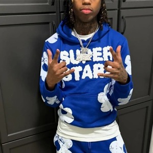 American Winter Couple Y2k con capucha 2 piezas Chándal Abrigos estampados + Pantalones con cordón Ropa deportiva de manga larga Trajes casuales de gran tamaño - Product Image 3