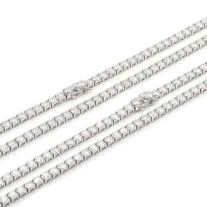 Wholesale in Stock Lab Grown Diamond <b>Tennis</b> Chain <b>Necklace</b> Men 925 <b>Sterling</b> <b>Silver</b> Gold Plated Hip Hop Jewelry - Product Image 4