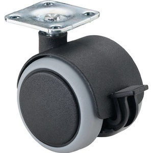 50mm Twin Caster <b>Wheel</b> <b>with</b> Brake 50kg Capacity Plastic BS Mounting Plate - Product Image 1