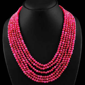 AAA+ Quality 552.65 CTS EARTH MINED 6 STRAND ENHANCED <b>RUBY</b> ROUND BEADS <b>NECKLACE</b> (DG) Cus-Jew9 - Product Image 1