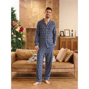Conjuntos de Pijamas de Manga Larga Premium para Hombre, Tejidos en Bambú y Seda con Logotipo Personalizado, Ropa Casual para el Hogar para la Temporada de Invierno - Product Image 4