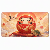 Tapis de souris de jeu de style anime Daruma XXL, tapis de bureau antidérapant, surface tissée en microfibre, logo personnalisé pour le jeu et le bureau